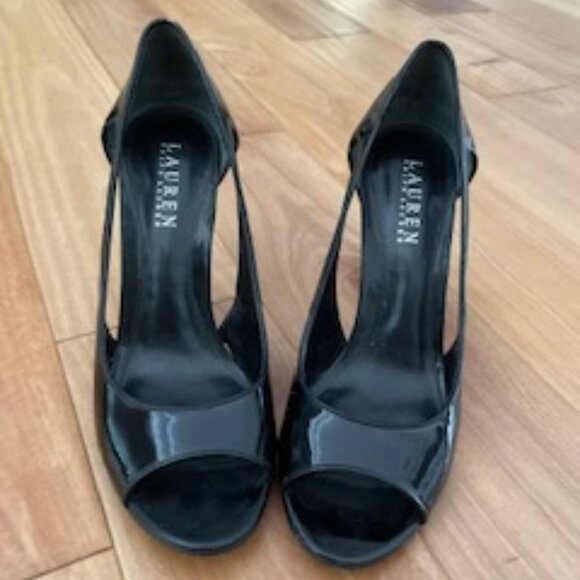 Ralph Lauren black Patent Heels Sz 7M - Picture 3 of 11